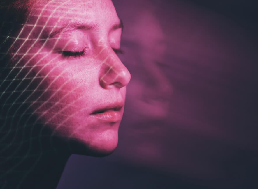 Face of a woman with closed eyes